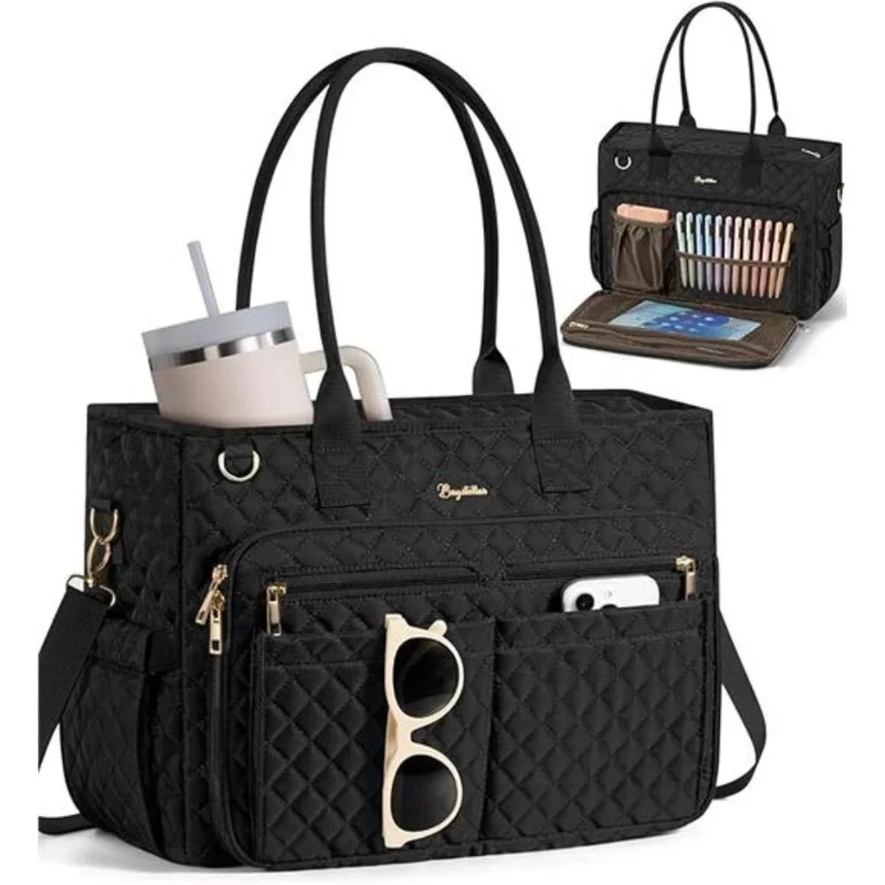 Teacher Bags for Women 15.6 inch Laptop Work Tote Bag Quilted Nurse Bag